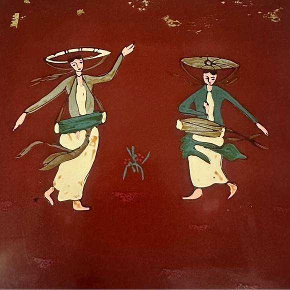 Vintage | Art | Set Of 2 Vtg Lacquer Paintings Vietnamese Folk Art ...